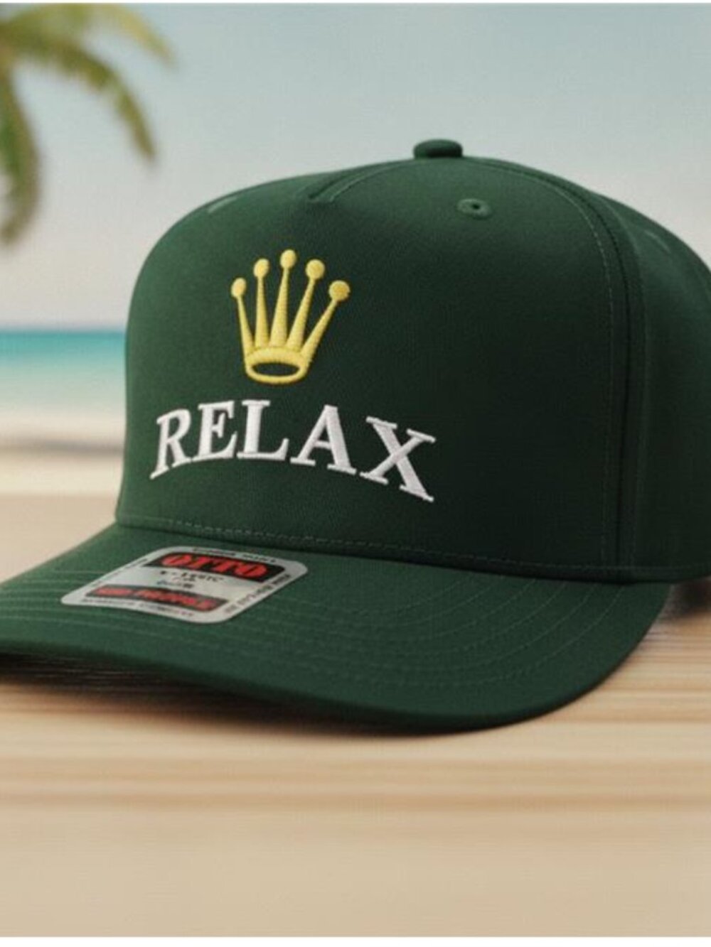 RELAX Gold Crown Embroidered Forest Green OTTO Snapback Hat Cap Luxury New Y2K